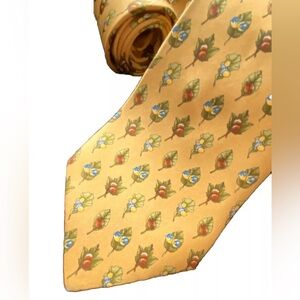 SALVATORE FERRAGAMO NECK TIE 100% SILK MENS ITALY LEAVES FLOWERS 57.25 I…